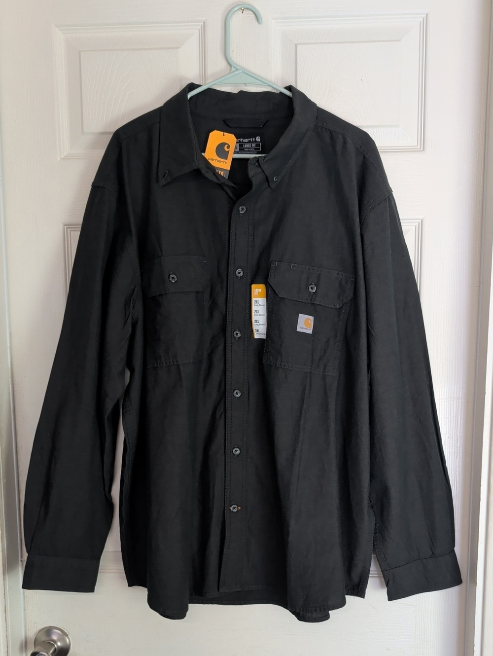 Carhartt Men’s Loose Fit Midweight Chambray Long Sleeve Shirt Black Chambray 2XL
